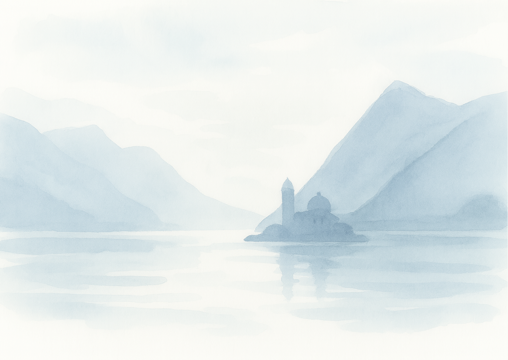 Montenegro bay watercolor landscape